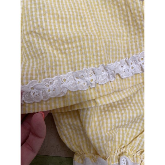 Little Bitty 3-6 Months Vintage Yellow Butterfly Dress and Bloomers Eyelet Lace - Picture 5 of 10